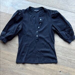 Chic Black Blouse with Puff Sleeves